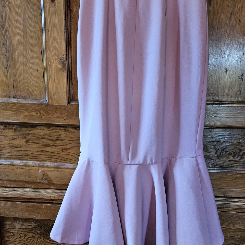 Elegant FEHAUTE Mauve Pink Fitted Midi Dress With Flare Skirt - Picture 3 of 7